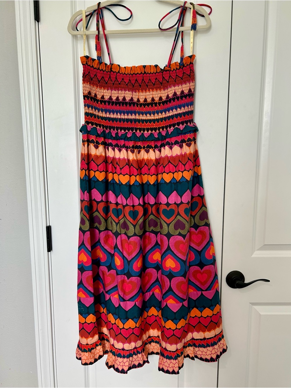Farm Rio Smocked Cover-Up Dress Anthropologie Tropical Hearts Medium - Picture 6 of 7